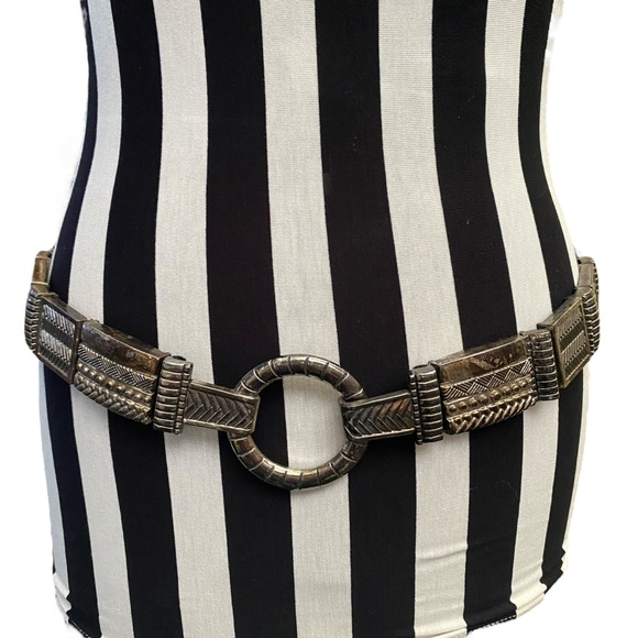 Chico's Other - Chico’s Genuine Leather Womens Belt Black Leather Silver Colored Accents 33-40”